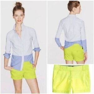J. Crew Chino Shorts Women's 14 Lime Green‎ Slash Pockets 100% Cotton Outdoor